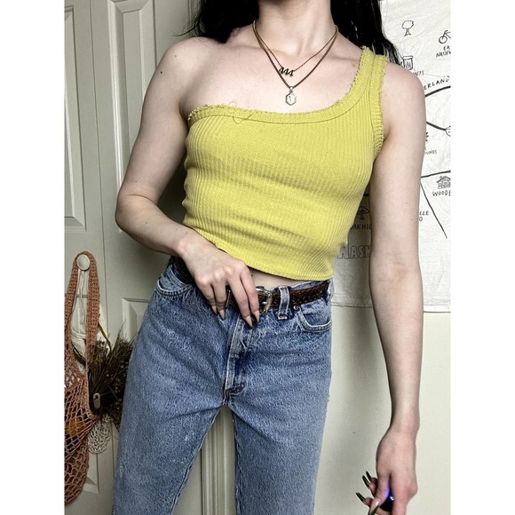 Urban Outfitters XS one shoulder top moss - Picture 2 of 6
